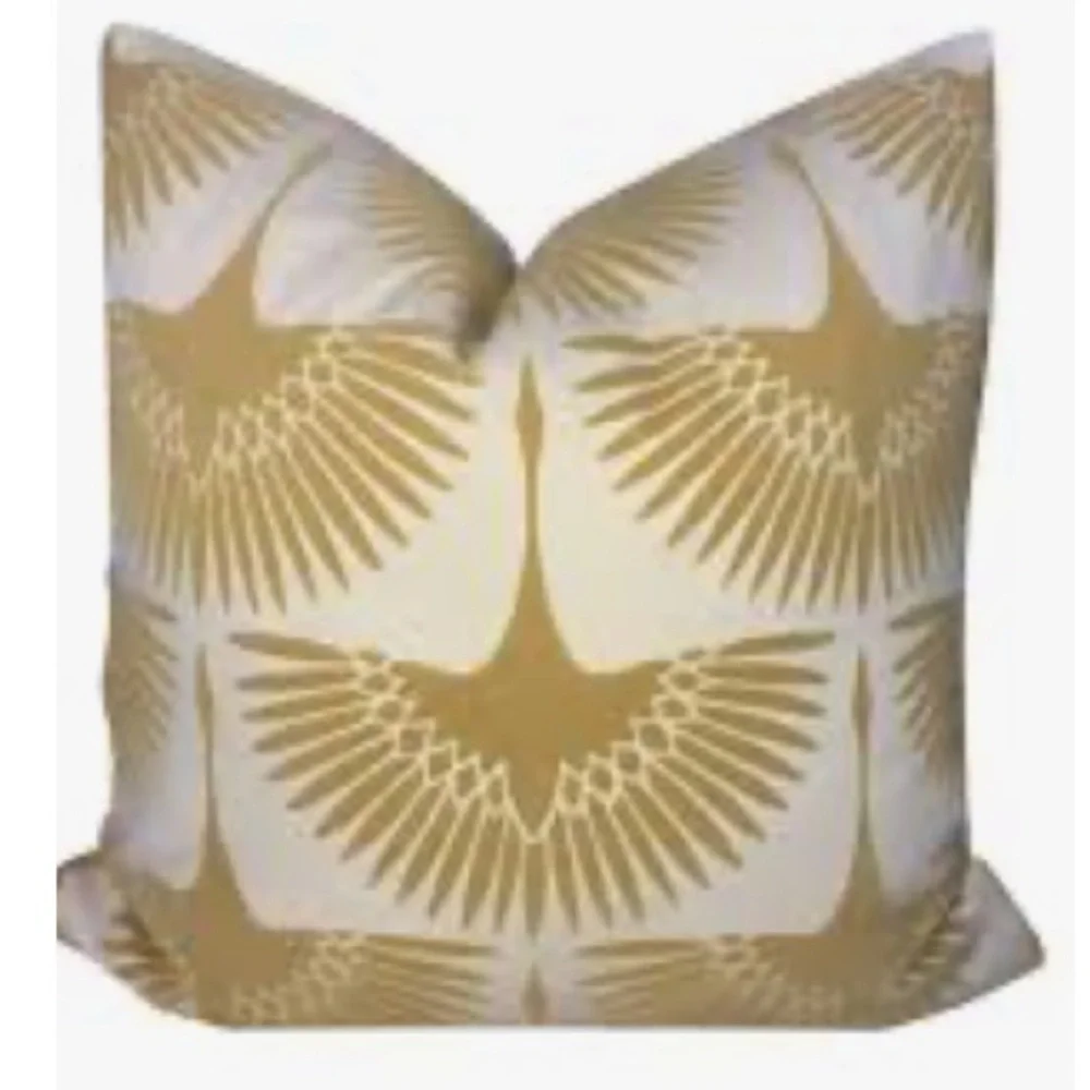 Genevieve Gorder Modern Feathered Flock Accent Pillow Gray/Tan Velvet Flock NEW - Picture 5 of 13